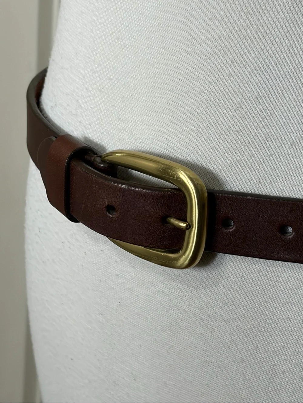 Classic Brown Genuine Leather Belt with Brass Buckle ML